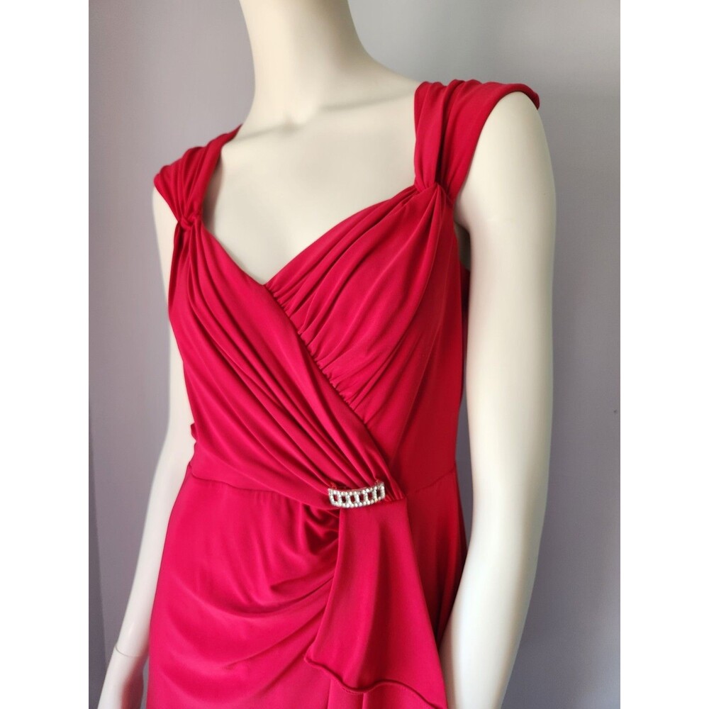 JS Collection Women's 8 Ruche Red Cocktail Dress‎ Party Ruffles Pleated Fancy - Picture 2 of 16